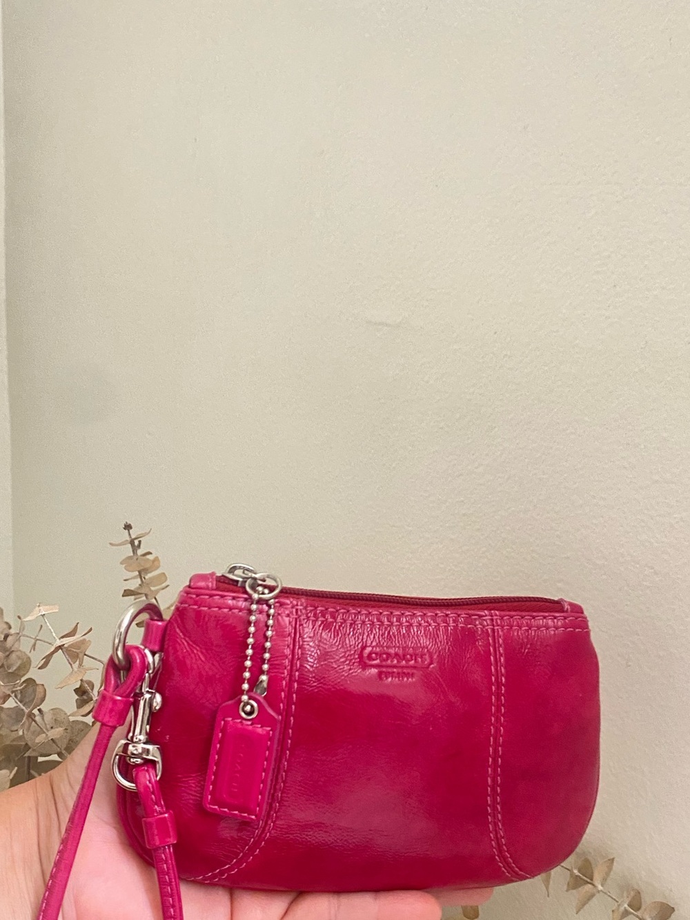 Coach Pink Leather Wristlet Clutch